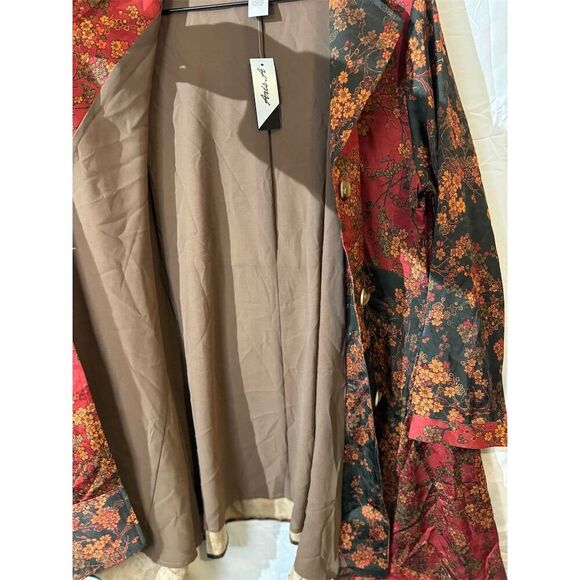 NWT Ania A VTG Floral Artsy Boho Patchwork Button Asymmetrical Red Light Jacket - Picture 11 of 11